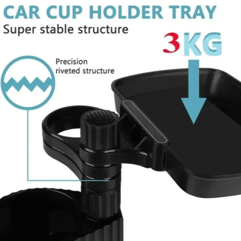 Rotatable Twin Car Cup Holders with Food Tray