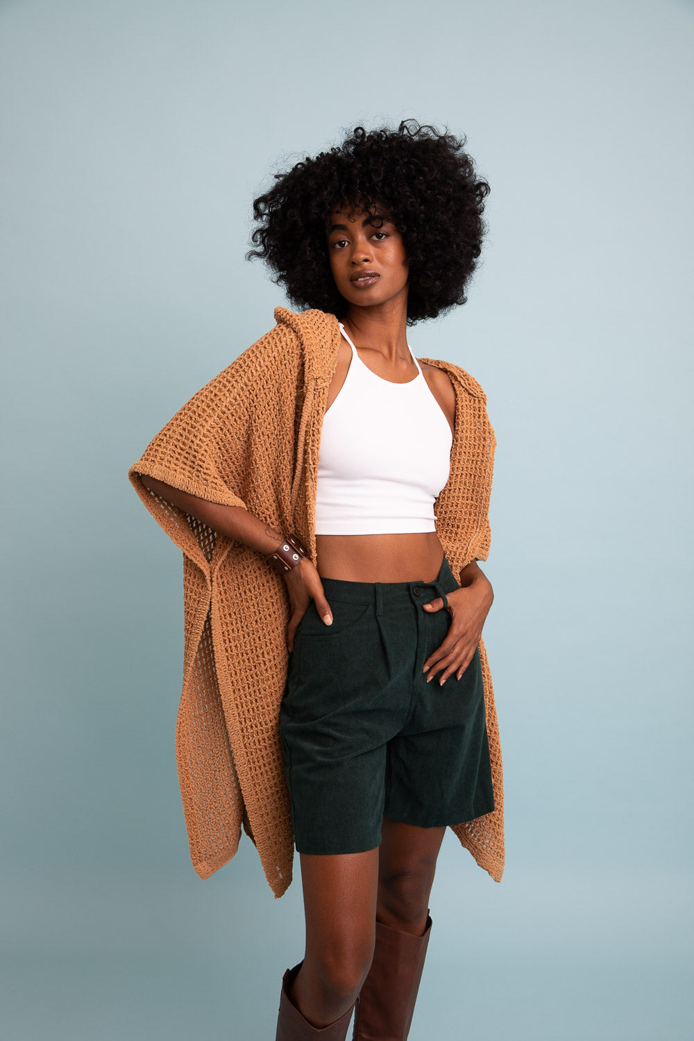 Soft Waffle Hooded Ruana