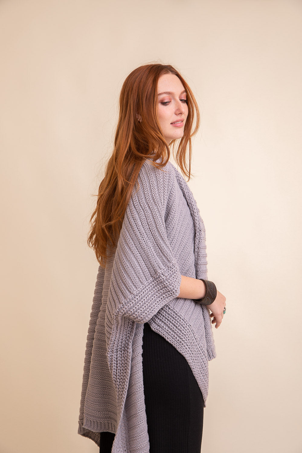 Ridged Rib Knit Ruana