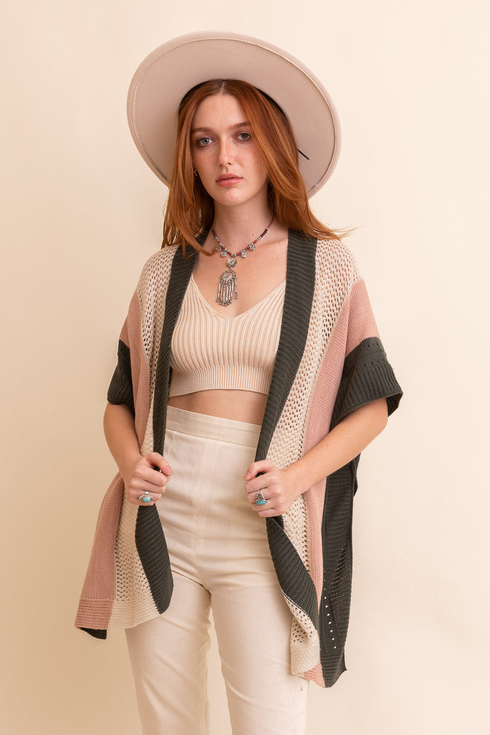 Multi-colored Striped Knit Poncho❤