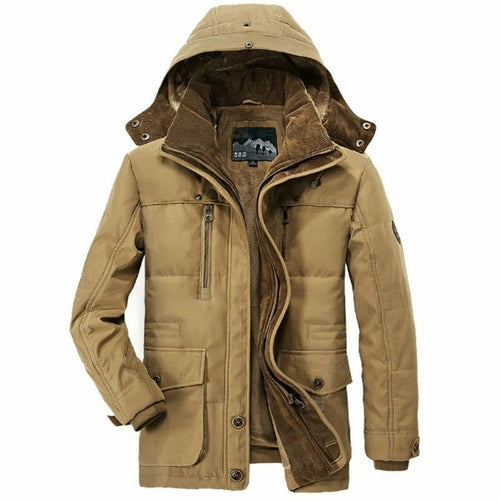 Mens Hooded Winter Parka Coat with Inner Fleece