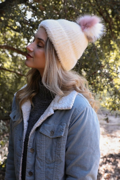 Soft Mohair Pom Beanie