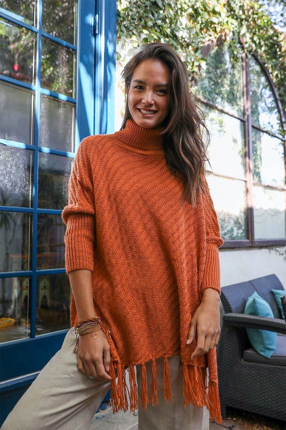 Sweater Weather Roll-Neck Poncho