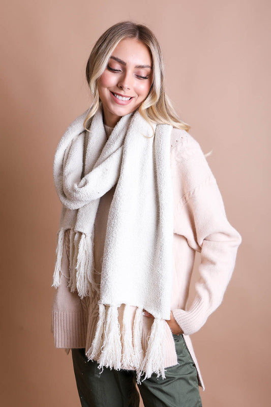 Ultra-Soft Boucle Tassel Scarf